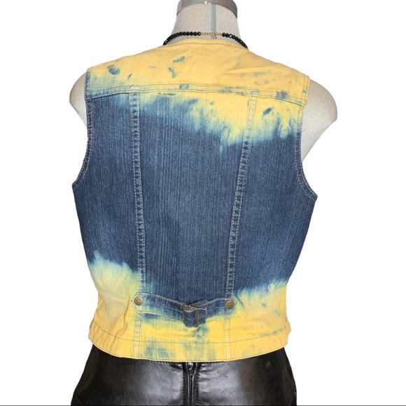 ILLEGAL DYED Yellow and Blue Jean Vest    Size M - Picture 2 of 16